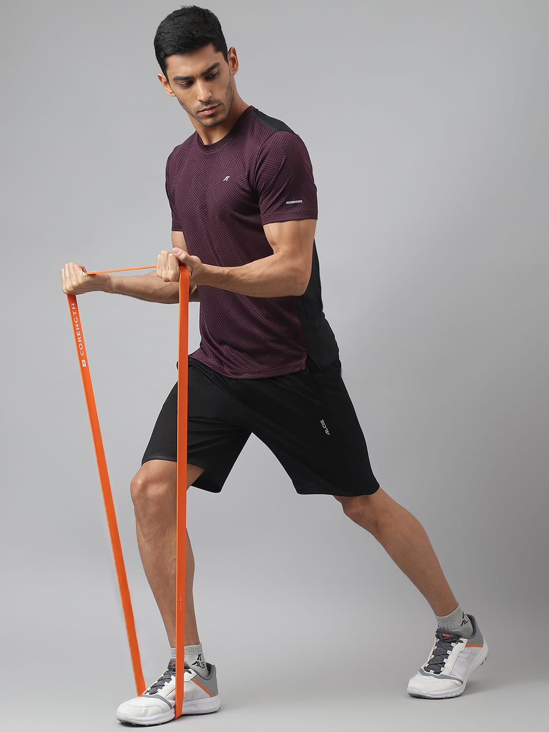 Alcis Men Burgundy Drytech+ Anti-Static Slim-Fit Round Neck Running T-Shirt