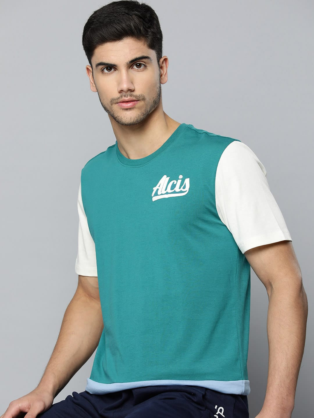 Alcis Men Colourblocked Anti Static Slim Fit Sports Tee