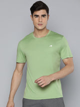 Alcis Men Green Anti Static Applique Slim Fit Running Wonder T-shirt