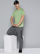 Alcis Men Green Anti Static Applique Slim Fit Running Wonder T-shirt