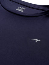 Alcis Men Navy Blue Anti Static Applique Slim Fit Running Wonder T-shirt