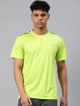 Alcis Men Green Printed Anti Static Slim Fit T-shirt