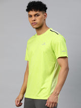 Alcis Men Green Printed Anti Static Slim Fit T-shirt