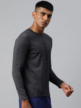 Alcis Men  Grey Typography Printed Dry Tech Slim Fit Sports T-shirt