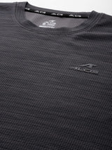 Alcis Men  Grey Typography Printed Dry Tech Slim Fit Sports T-shirt