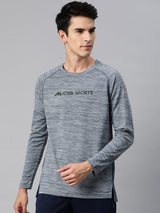 Alcis Men Brand Logo Printed Anti Static Slim Fit Grey T-shirt