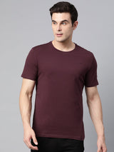 Alcis Men Brown Solid Stretchex Slim Fit T-shirt