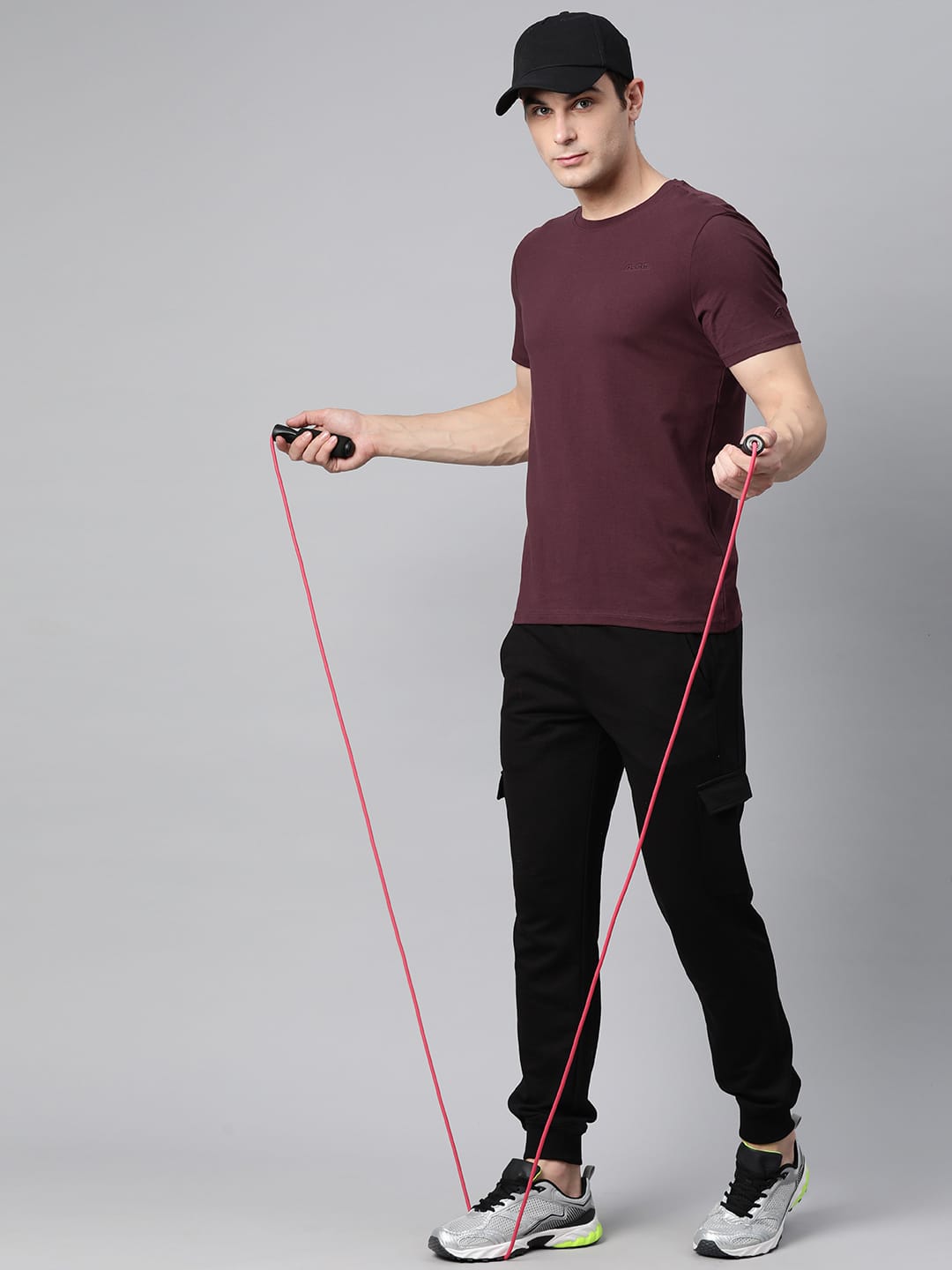 Alcis Men Brown Solid Stretchex Slim Fit T-shirt