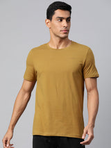 Alcis Men Yellow  Solid Stretchex Slim Fit T-shirt