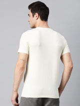Alcis Men Off White Solid Stretchex Slim Fit T-shirt