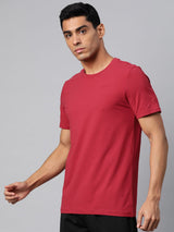 Alcis Men Red  Solid Stretchex Slim Fit T-shirt