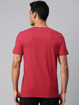 Alcis Men Red  Solid Stretchex Slim Fit T-shirt
