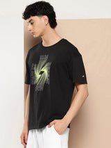 Alcis Men Black Typography Printed Sports T-shirt