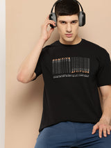 Alcis Men Black Typography Printed T-shirt