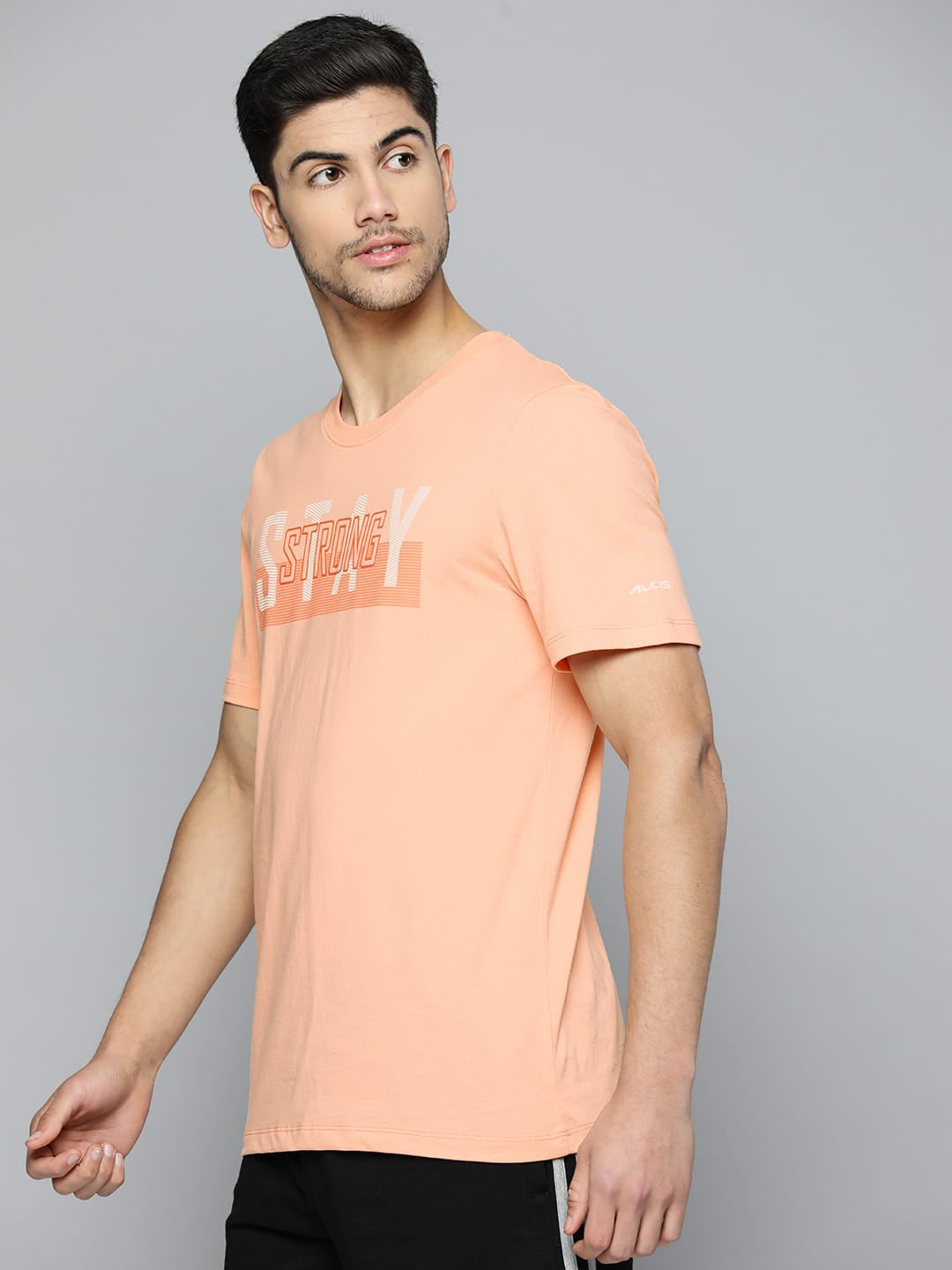Alcis Men Typography Anti Static Slim Fit Sports T-shirt