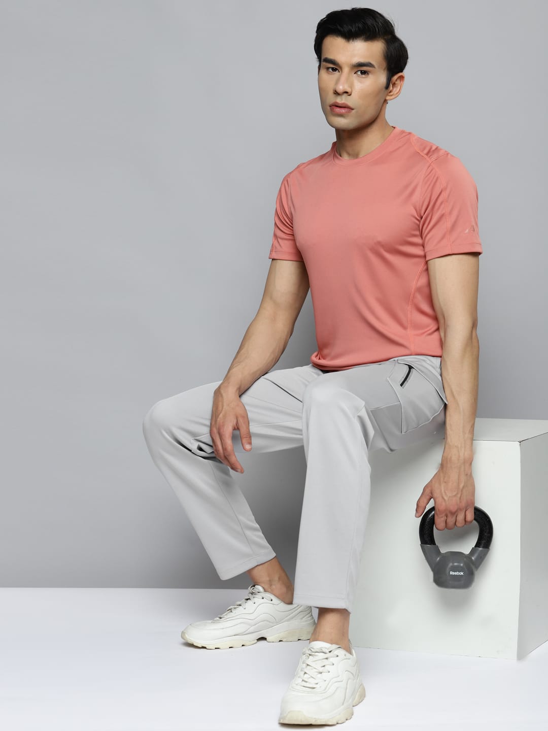 Alcis Men Grey Solid Slim Fit Mid-Rise Regular Track Pants