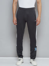 Alcis Men Charcoal Grey Typography Print Slim Fit Running Track Pants