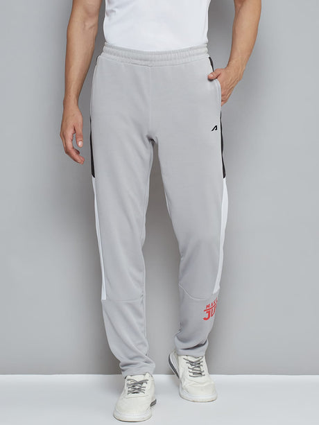 Alcis Men Grey Typography Print Slim Fit Running Track Pants | Alcis