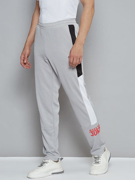 Alcis Men Grey Typography Print Slim Fit Running Track Pants | Alcis