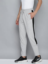 Alcis Men Grey Melange Solid Track Pants with Side Stripe Detail