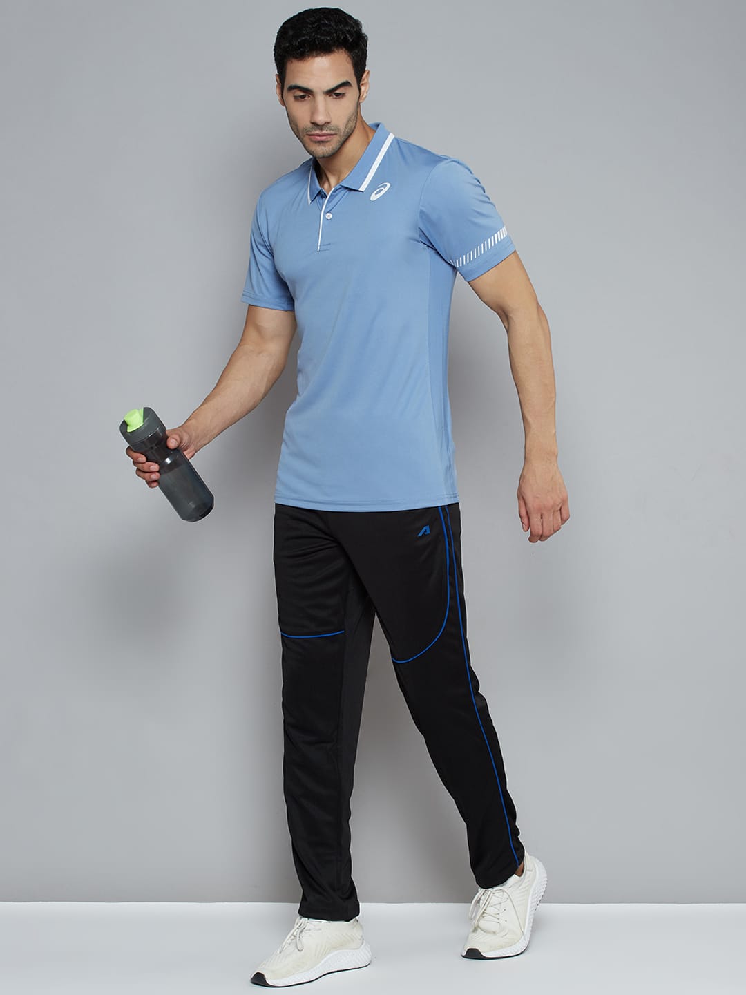Alcis Men Navy Black Solid Slim Fit Running Track Pants