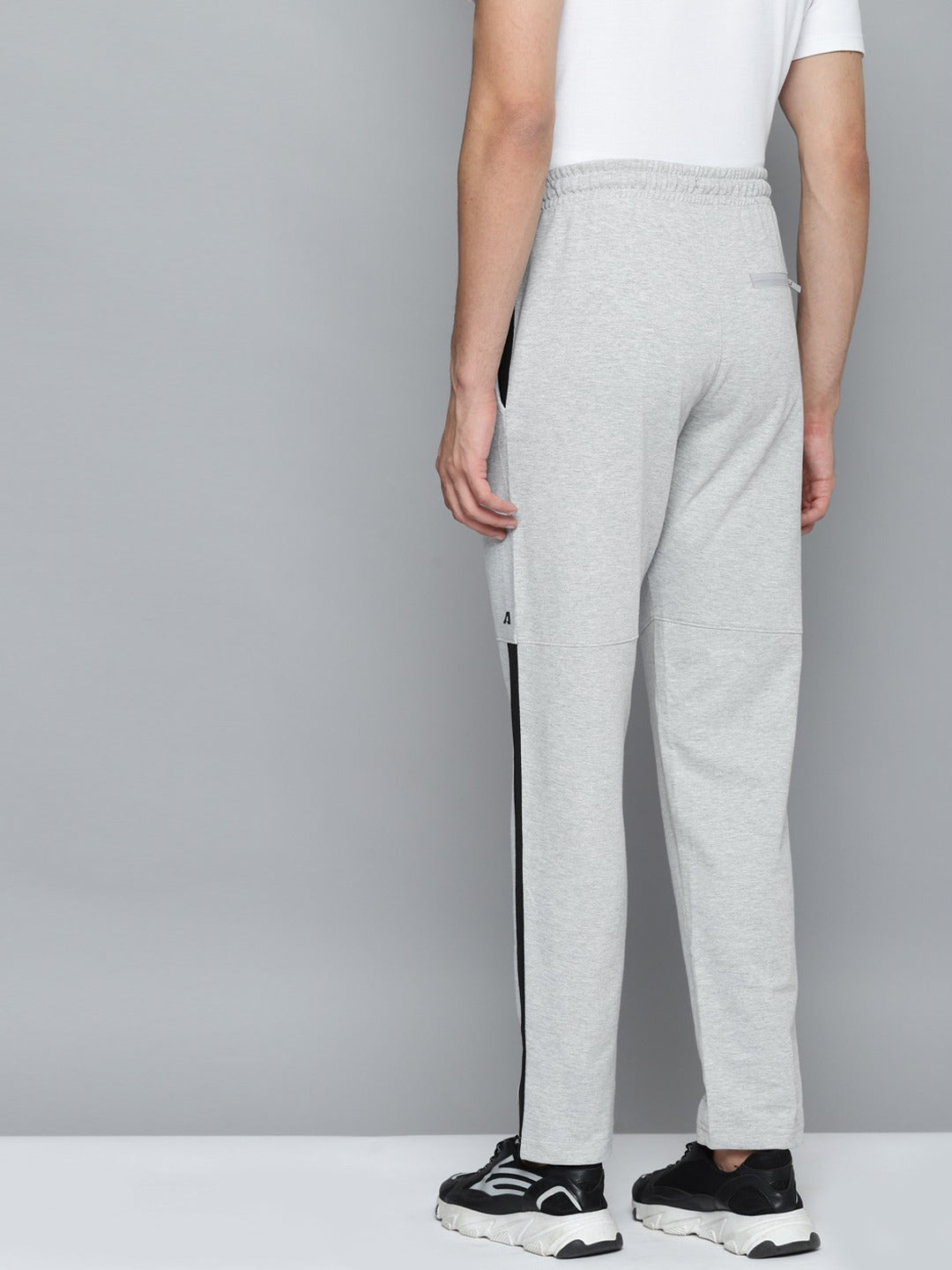 Alcis Men Grey Black Colourblocked Cotton Track Pant