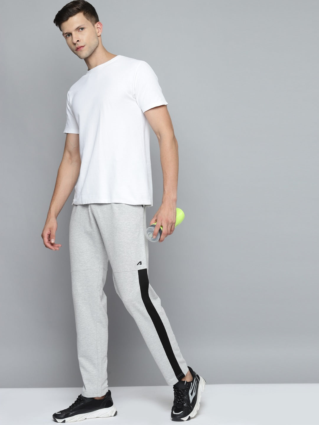 Alcis Men Grey Black Colourblocked Cotton Track Pant