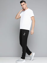 Alcis Men Black Typography Printed Slim Fit Track Pants