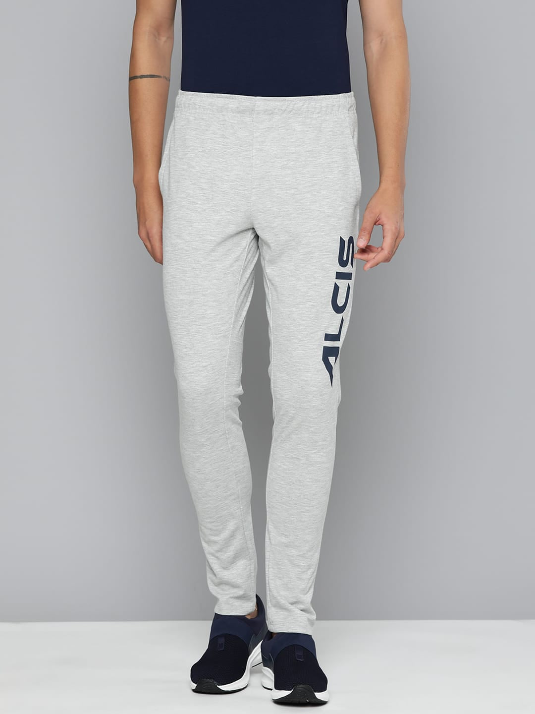 Alcis Men Grey Printed Drytech+ Slim-Fit Track Pants