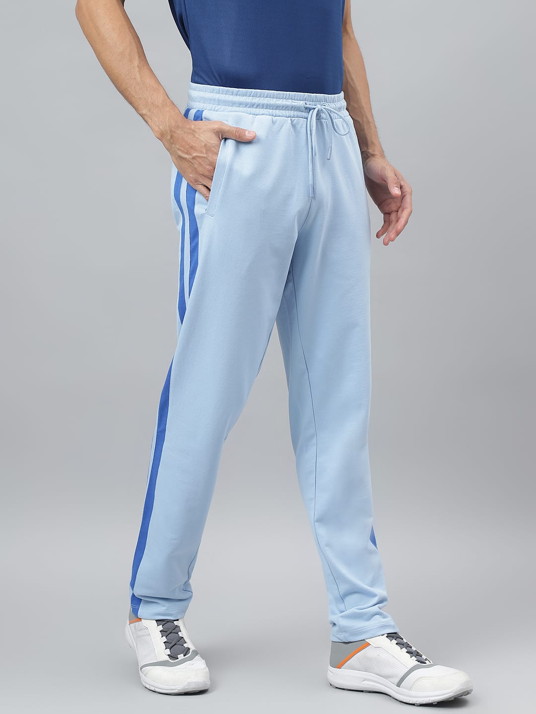 Alcis Men Powder Blue Slim-Fit Athleisure Track Pants