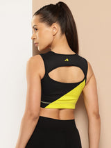 Alcis Black Yellow Colourblocked Bra Lightly Padded