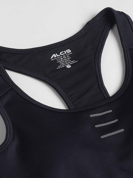 Alcis Women Navy Anti-Static Slim-Fit High Support Sports Bra