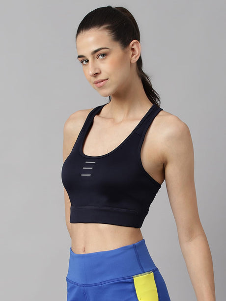 Alcis Women Navy Anti-Static Slim-Fit High Support Sports Bra