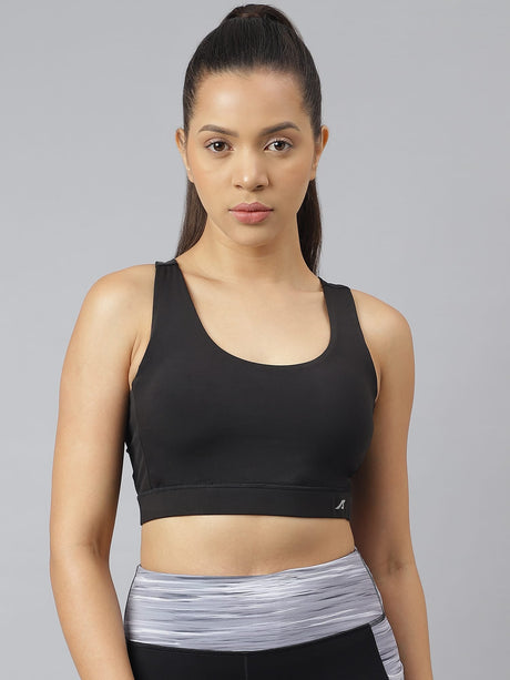 Alcis Women Black Anti-Static Slim-Fit Sports Training Bra Top