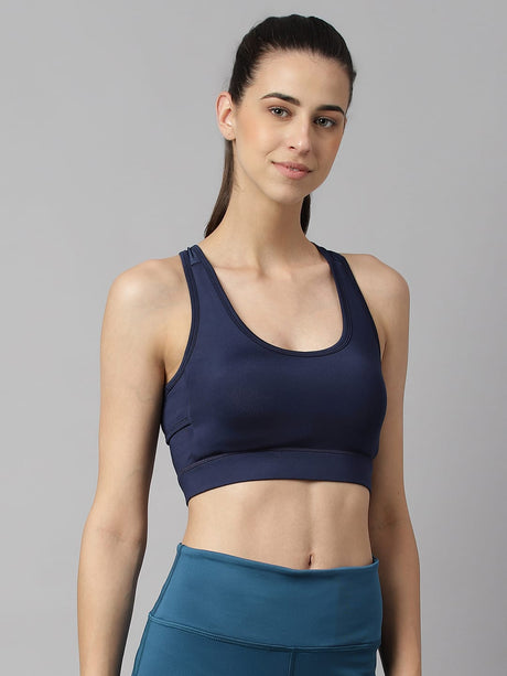 Alcis Women Navy Anti-Static Slim-Fit High Impact Sports Bra
