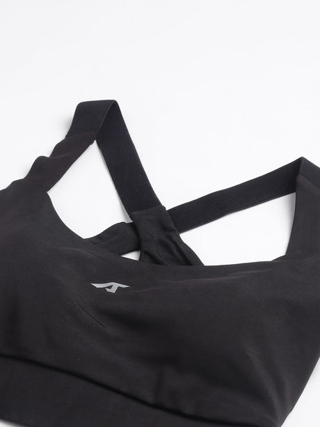 Alcis Women Black Anti-Static Slim-Fit Medium-Impact Sports Bra