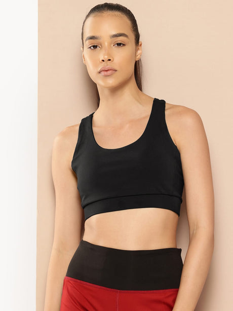 Alcis Women Black Anti-Static Slim-Fit Low-Impact Sports Bra
