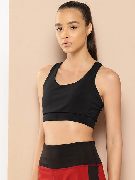 Alcis Women Black Anti-Static Slim-Fit Low-Impact Sports Bra