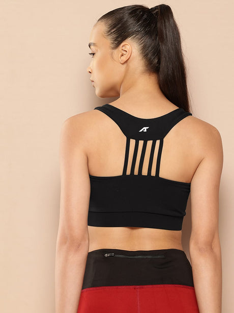 Alcis Women Black Anti-Static Slim-Fit Low-Impact Sports Bra