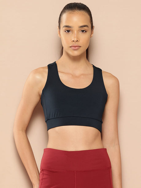 Alcis Women Navy Anti-Static Slim-Fit Low-Impact Sports Bra