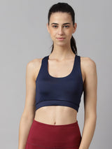 Alcis Women Navy Anti-Static Slim-Fit Low-Impact Sports Bra