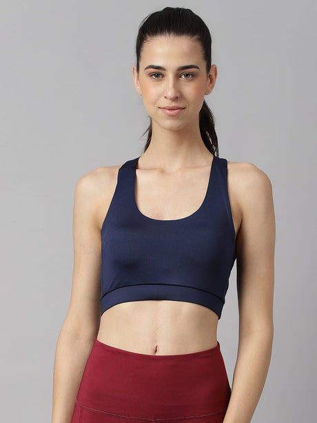 Alcis Women Navy Anti-Static Slim-Fit Low-Impact Sports Bra