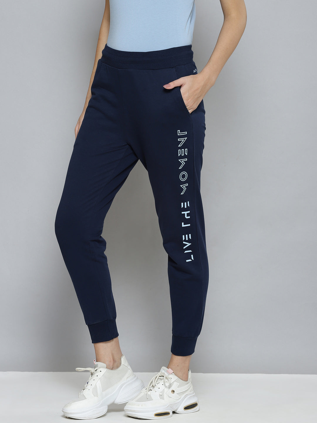 Alcis Women Navy Blue Slim Fit Cropped Running Joggers