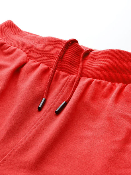 Alcis Women Coral Red Slim Fit Cropped Running Joggers | Alcis