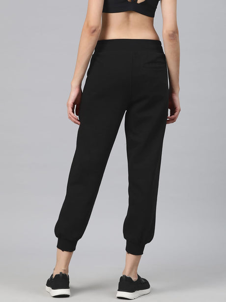 Alcis Women's Black Typography Embroidered Sports Track Pants