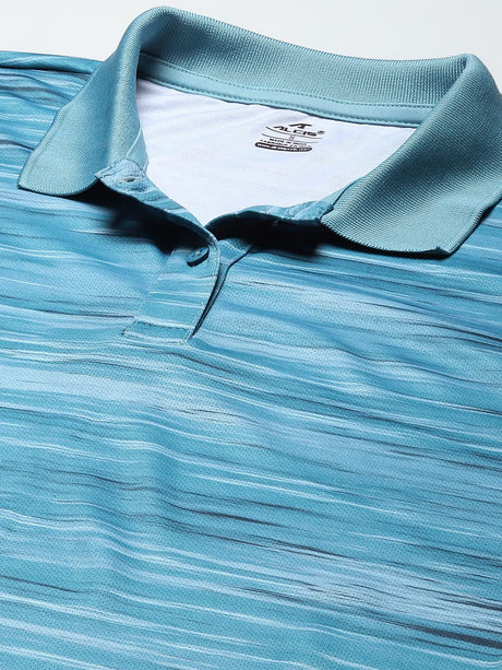 Alcis Women Blue Striped Polo Collar Slim Fit T-shirt | Alcis
