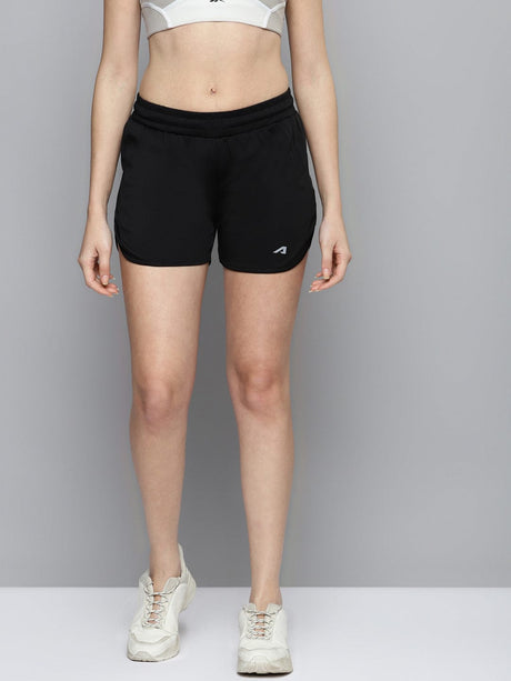 Alcis Women Black Slim Fit Training or Gym Sports Shorts | Alcis