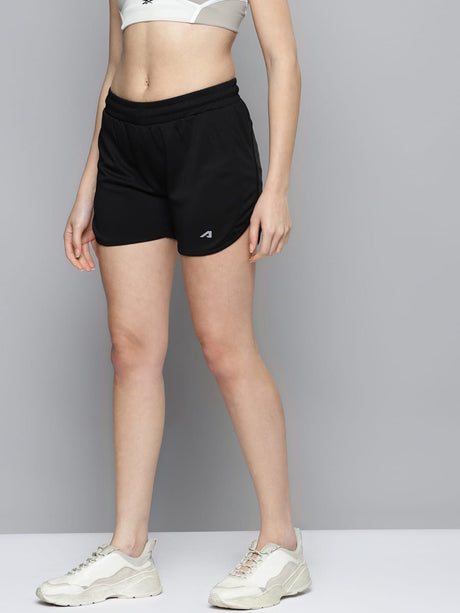 Alcis Women Black Slim Fit Training or Gym Sports Shorts | Alcis