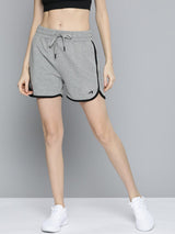 Alcis Women Grey Melange Solid Knitted Slim Fit Running Sports Shorts