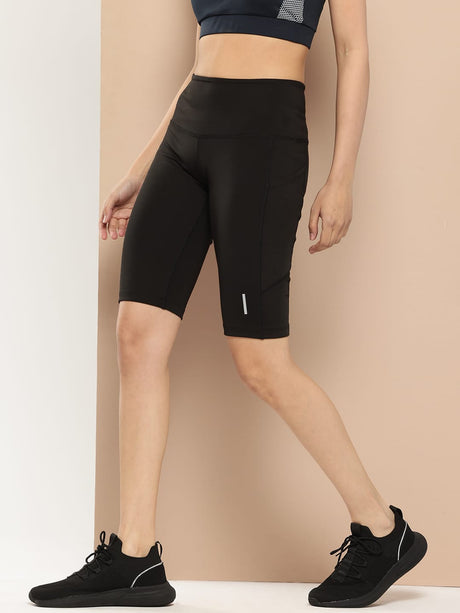 Alcis Women Black Plum High-Impact Performance Anti-Static Soft-Touch Slim-Fit Running Shorts